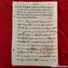 Manuscritos antiguos: DOC-547. CERTIFICACIÓN DEL CONTADOR DEL EJÉRCITO BERNABÉ GONZÁLEZ DE LA CUENTA DE FÉLIX PRATS 1787.