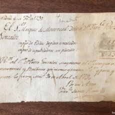 Manuscritos antiguos: AÑO 1790. RECIBO COMPRA HEBILLAS DE PLATA ESMALTADAS. MARQUES DE MONTEREAL. JOYERÍA.