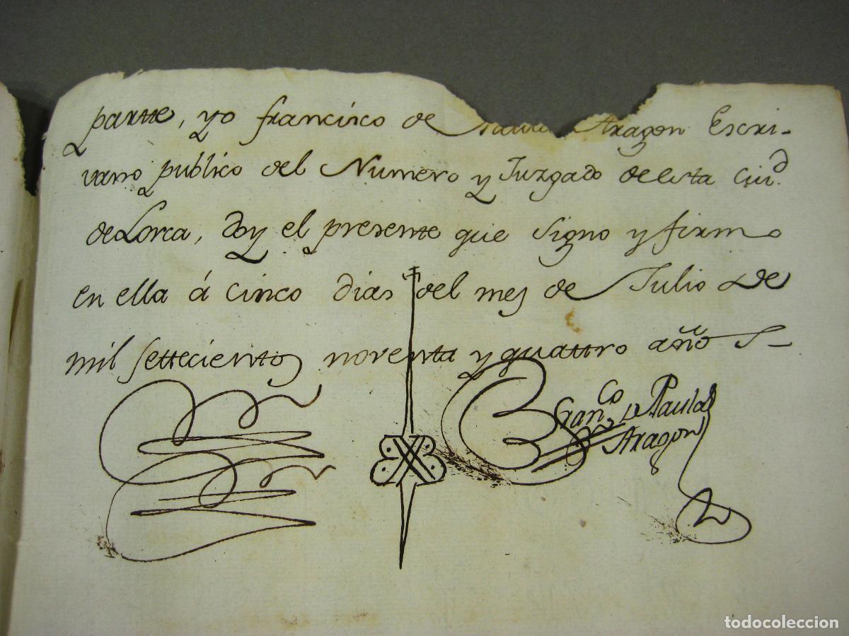 Manuscritos antiguos: TESTAMENTO DE LA CIUDAD DE LORCA DEL A&Ntilde;O 1794. MURCIA - Foto 7