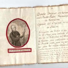 Manuscritos antiguos: MANUSCRITO ORIGINAL DEVOTO FRIDUO EN HONOR DEL BEATO PADRE FRANCISCO DE GERONIMO. SIGLO XVIII