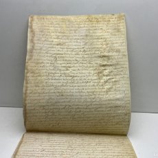 Manuscritos antiguos: PERGAMINO - MANUSCRITO - SELLO NOTARIAL - EN LATIN - FECHADO AÑO 1648 - JOAN ARMANGOL - A ESTUDIAR