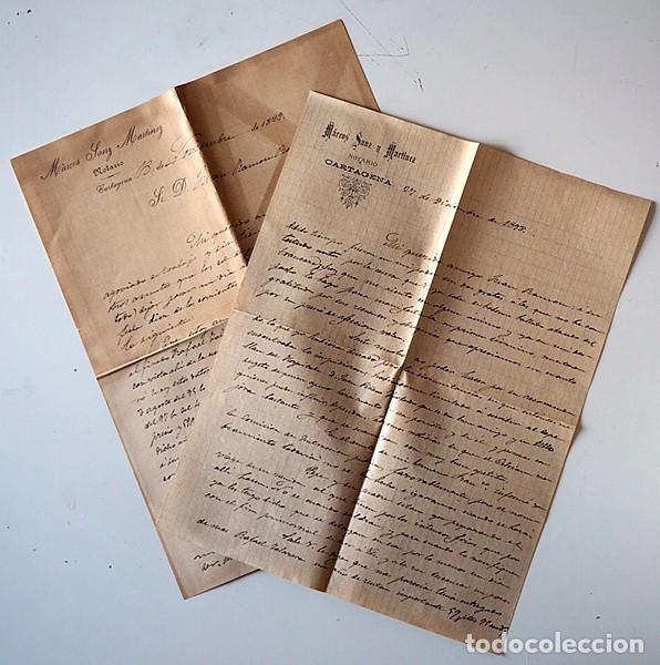 Manuscritos antiguos: 2 cartas manuscritas de finales del siglo XIX - Foto 1