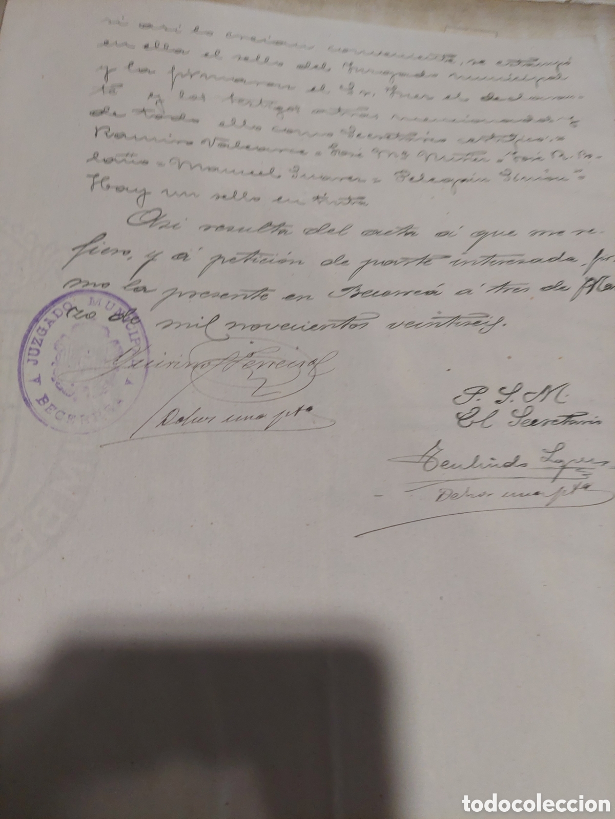 Manuscritos antiguos: Sello juzgado becerrea lugo - Foto 3