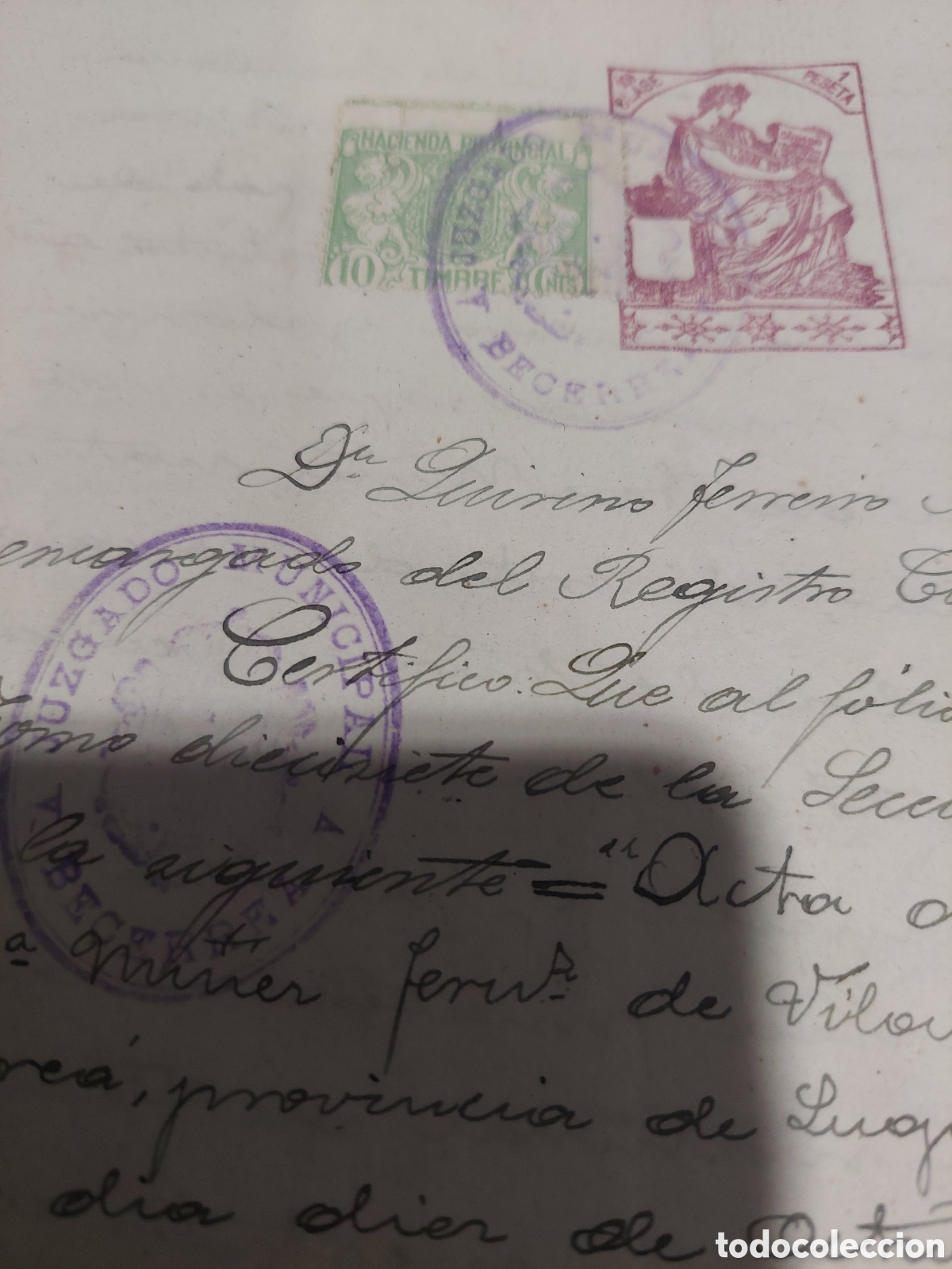 Manuscritos antiguos: Sello juzgado becerrea lugo - Foto 4