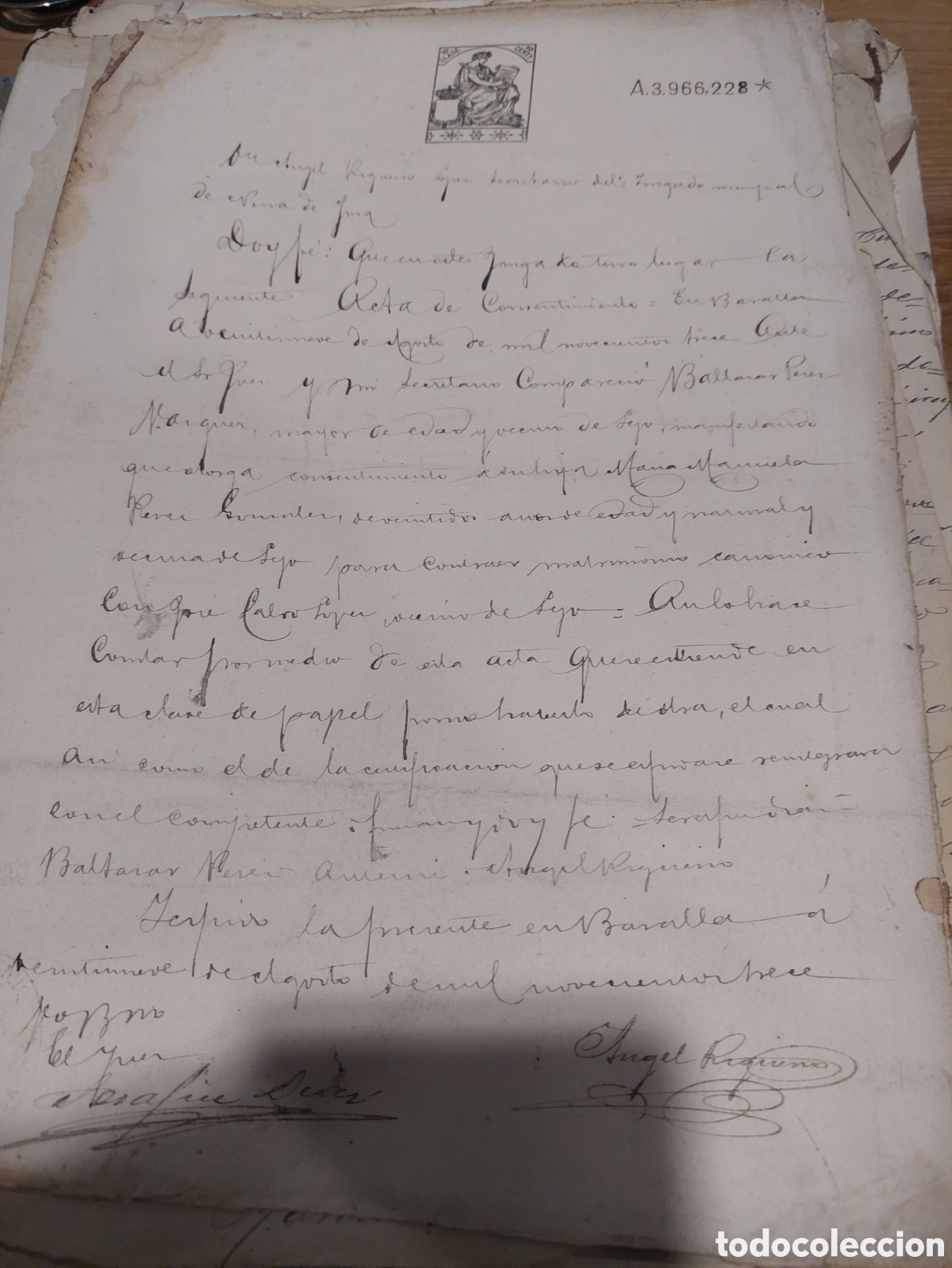 Manuscritos antiguos: Documento 13 cese 20 c&eacute;ntimos lugo - Foto 1