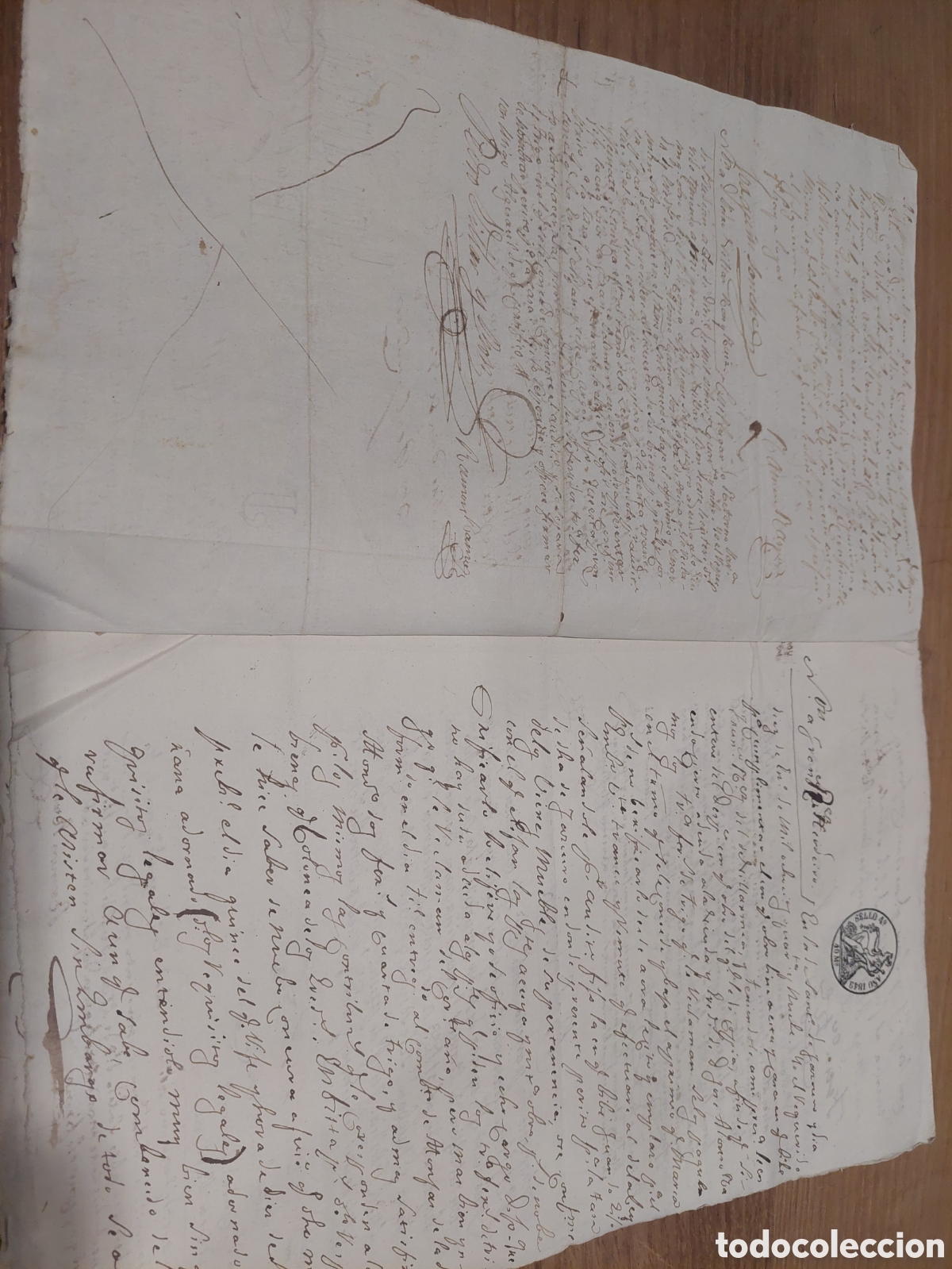 Manuscritos antiguos: 1848 sello 4 40 maraved&iacute;s documento 1849 - Foto 2
