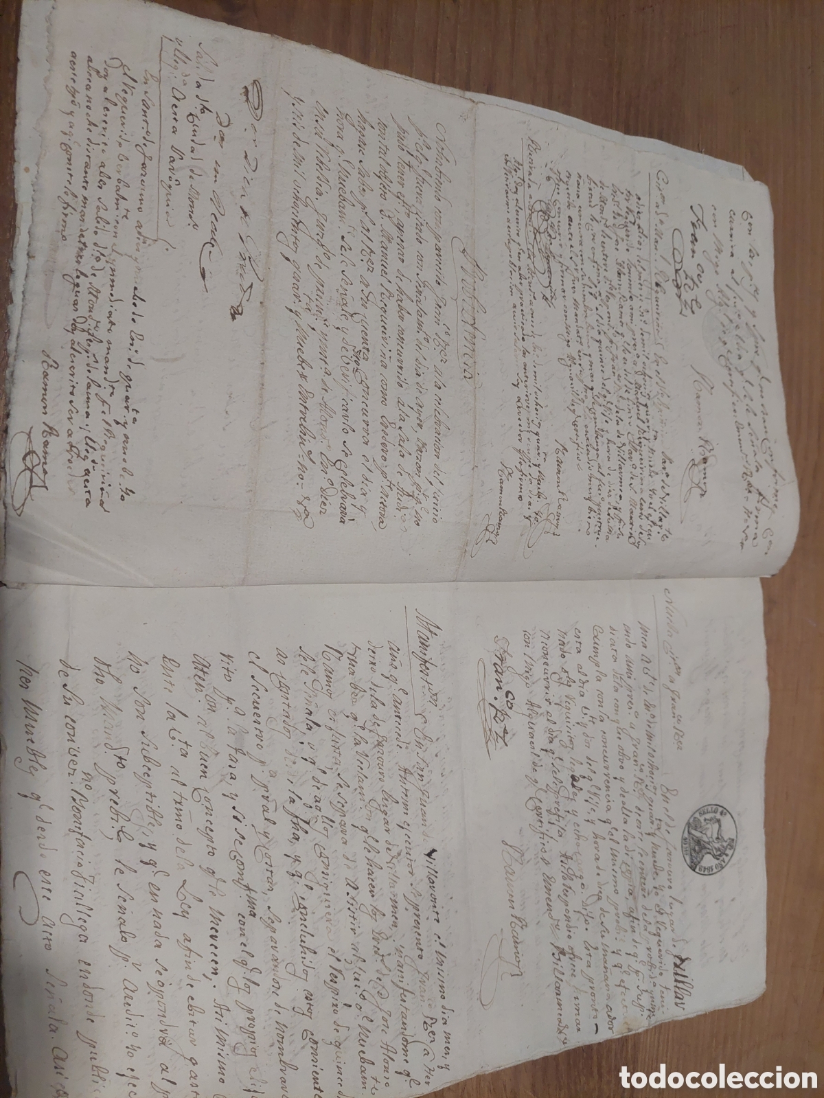 Manuscritos antiguos: 1848 sello 4 40 maraved&iacute;s documento 1849 - Foto 3