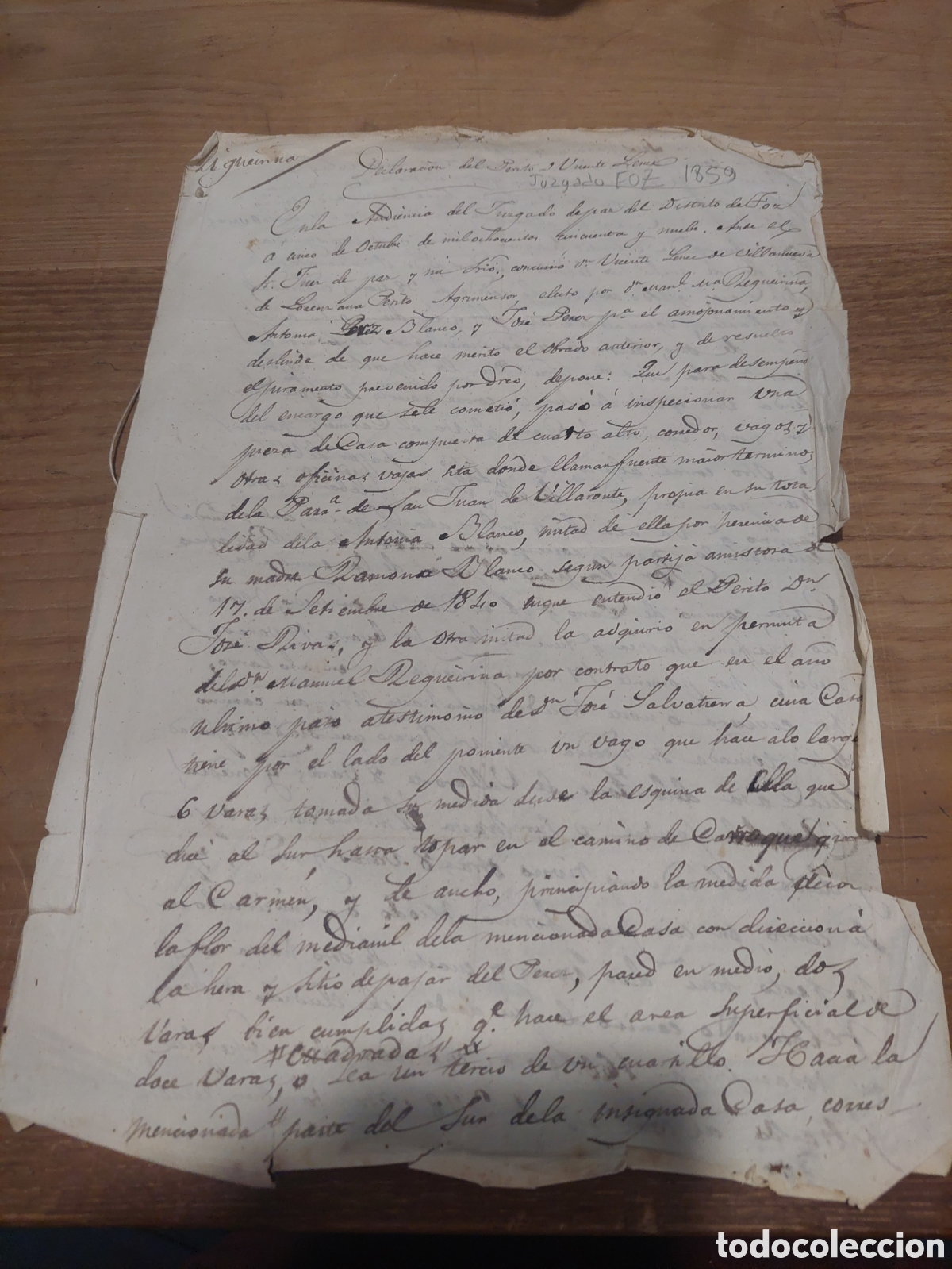Manuscritos antiguos: 1859 foz documento juzgado - Foto 1