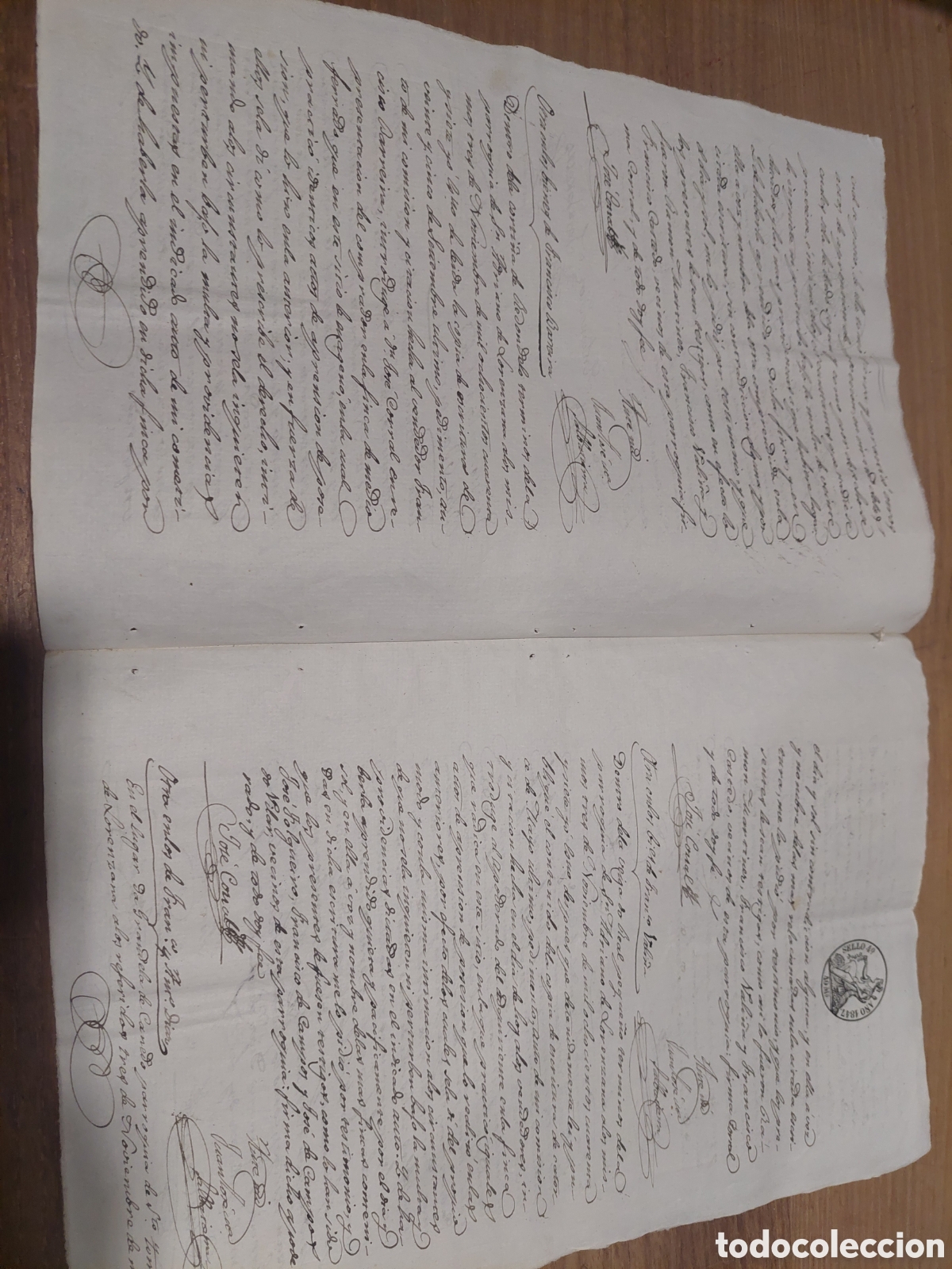 Manuscritos antiguos: 1847 documento sello 4 40 maraved&iacute;s lugo - Foto 2