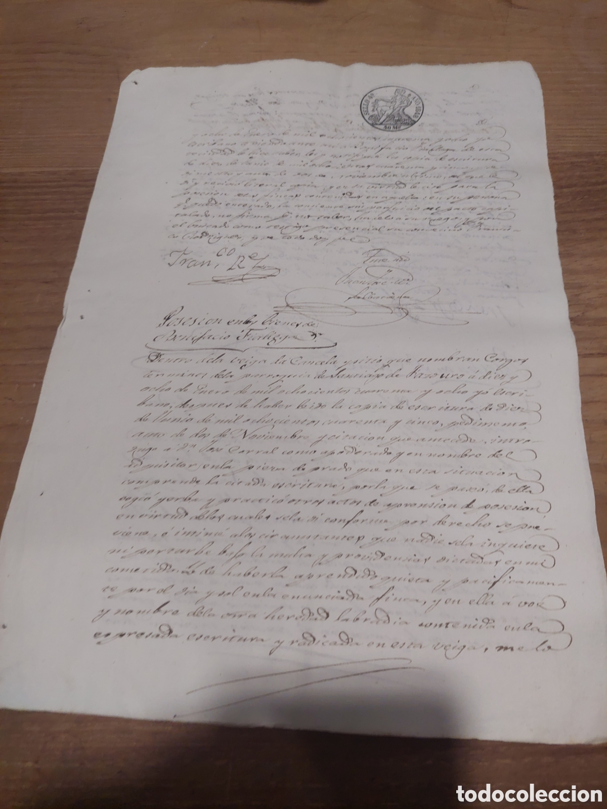 Manuscritos antiguos: 1848 sellob4 40 maraved&iacute;s lugo - Foto 1