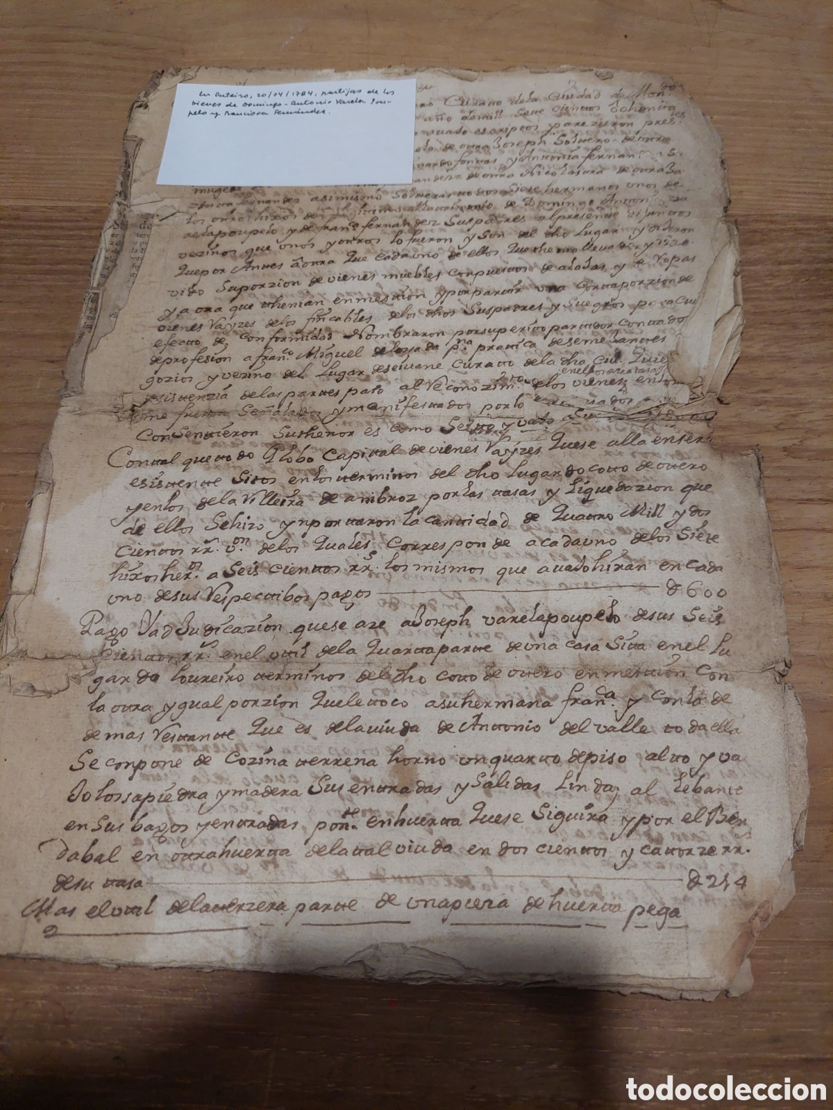 Manuscritos antiguos: 1784 partidas bienes lugo - Foto 1