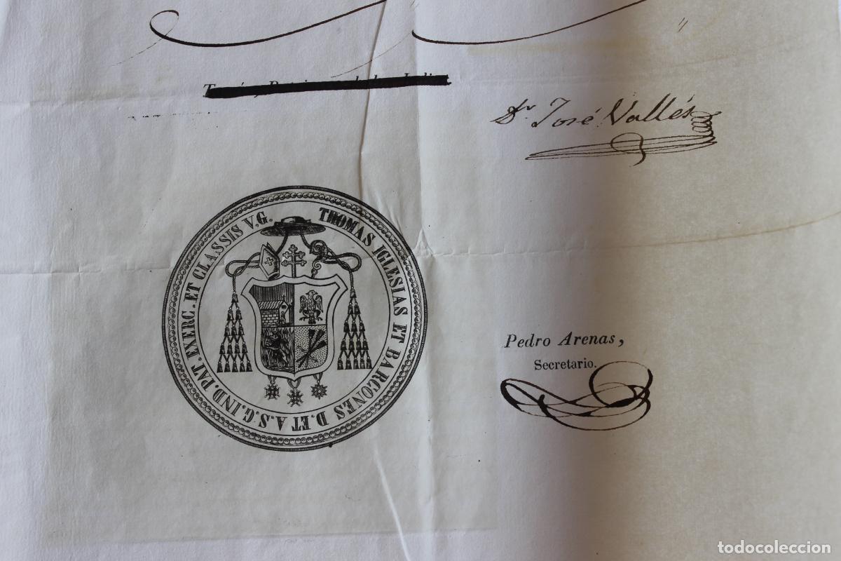 Manuscritos antiguos: TITULO PARA CURAS CASTRENSES VILLA DE BLANCA 1855 - Foto 4