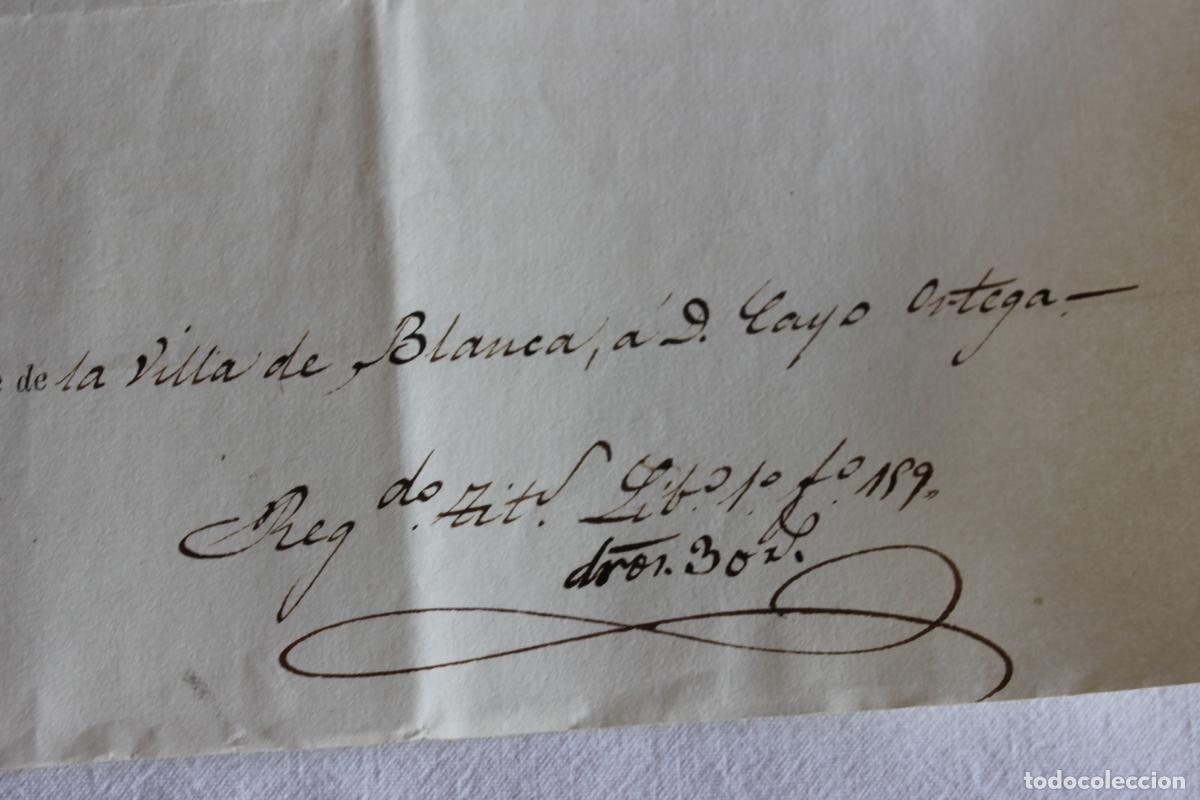 Manuscritos antiguos: TITULO PARA CURAS CASTRENSES VILLA DE BLANCA 1855 - Foto 5