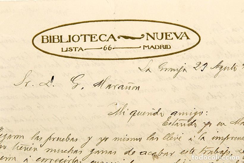 Manuscritos antiguos: CARTA DE JOS&Eacute; RUIZ DEL CASTILLO A GREGORIO MARA&Ntilde;&Oacute;N - 1929 - Foto 2