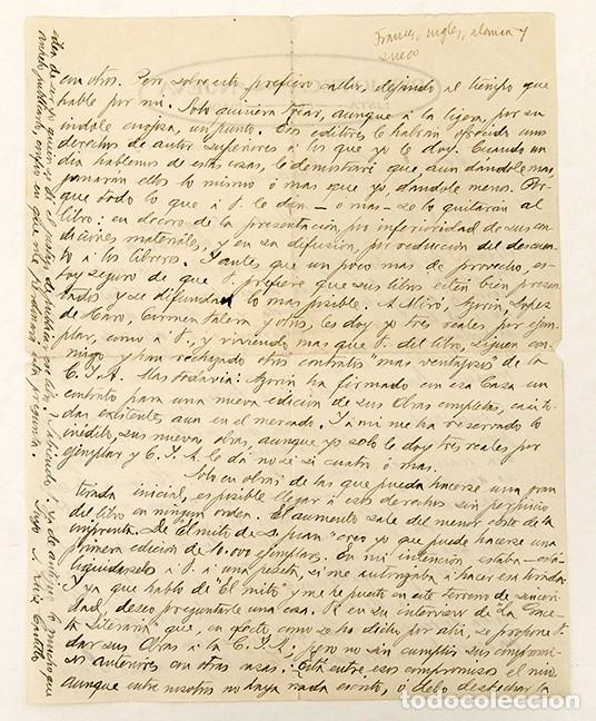 Manuscritos antiguos: CARTA DE JOS&Eacute; RUIZ DEL CASTILLO A GREGORIO MARA&Ntilde;&Oacute;N - 1929 - Foto 3