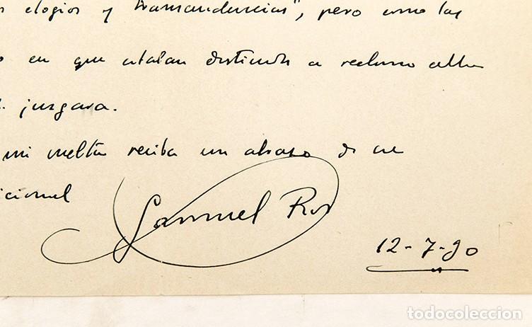 Manuscritos antiguos: CARTA DE SAMUEL ROS A JOSE RUIZ DEL CASTILLO - 1930 - Foto 2