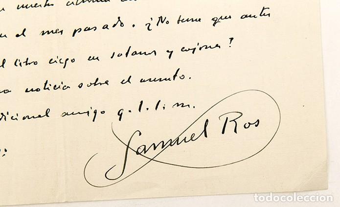 Manuscritos antiguos: CARTA DE SAMUEL ROS A JOSE RUIZ DEL CASTILLO - 1930 - Foto 2