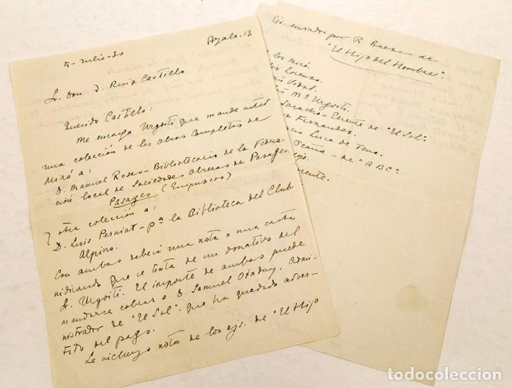 Manuscritos antiguos: CARTA DE RICARDO BAEZA A JOSE RUIZ DEL CASTILLO - 1930 - Foto 1