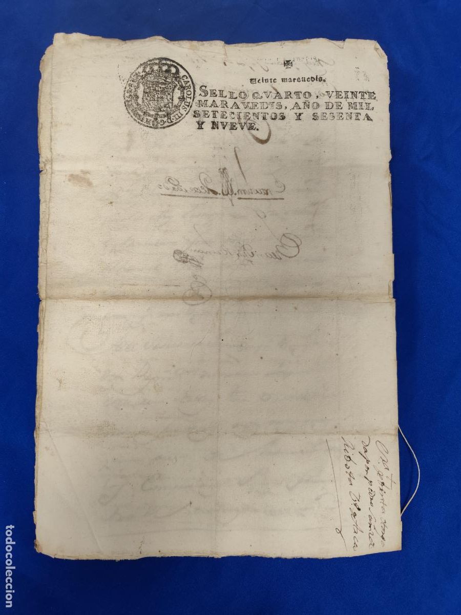 Manuscritos antiguos: 1769. MANUSCRITO SELLO-TIMBRE. - Foto 6