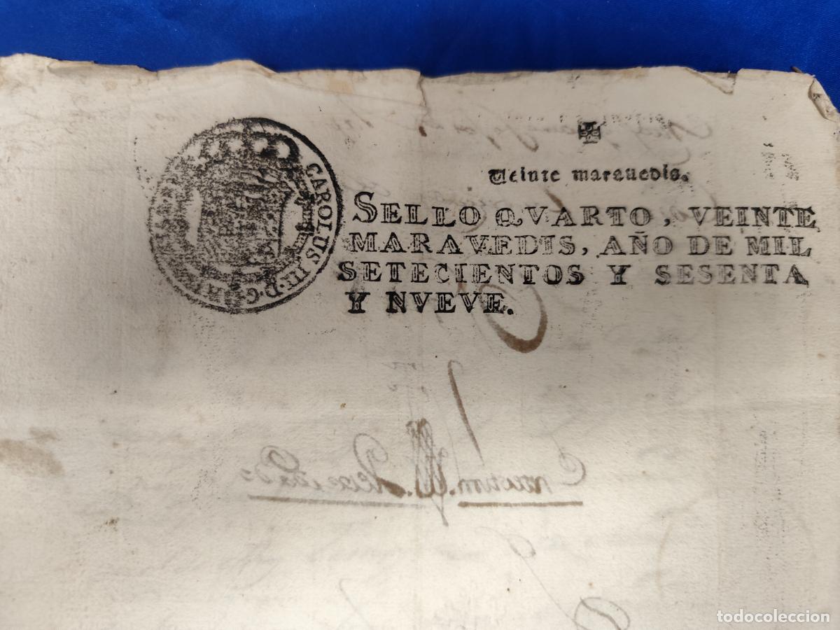 Manuscritos antiguos: 1769. MANUSCRITO SELLO-TIMBRE. - Foto 7