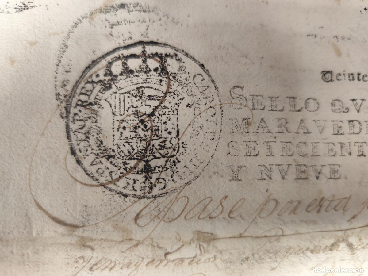 Manuscritos antiguos: 1769. MANUSCRITO SELLO-TIMBRE. - Foto 8