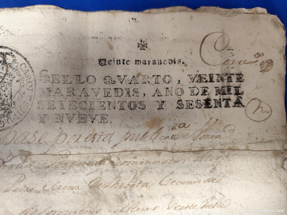 Manuscritos antiguos: 1769. MANUSCRITO SELLO-TIMBRE. - Foto 9