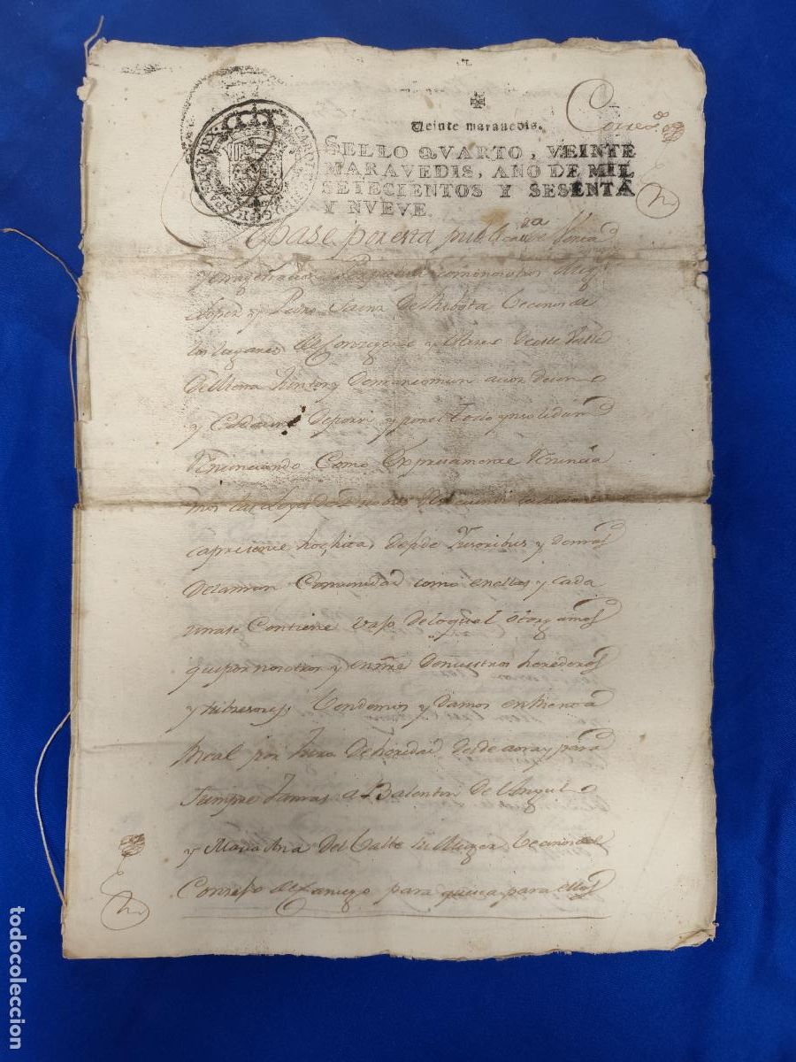 Manuscritos antiguos: 1769. MANUSCRITO SELLO-TIMBRE. - Foto 1