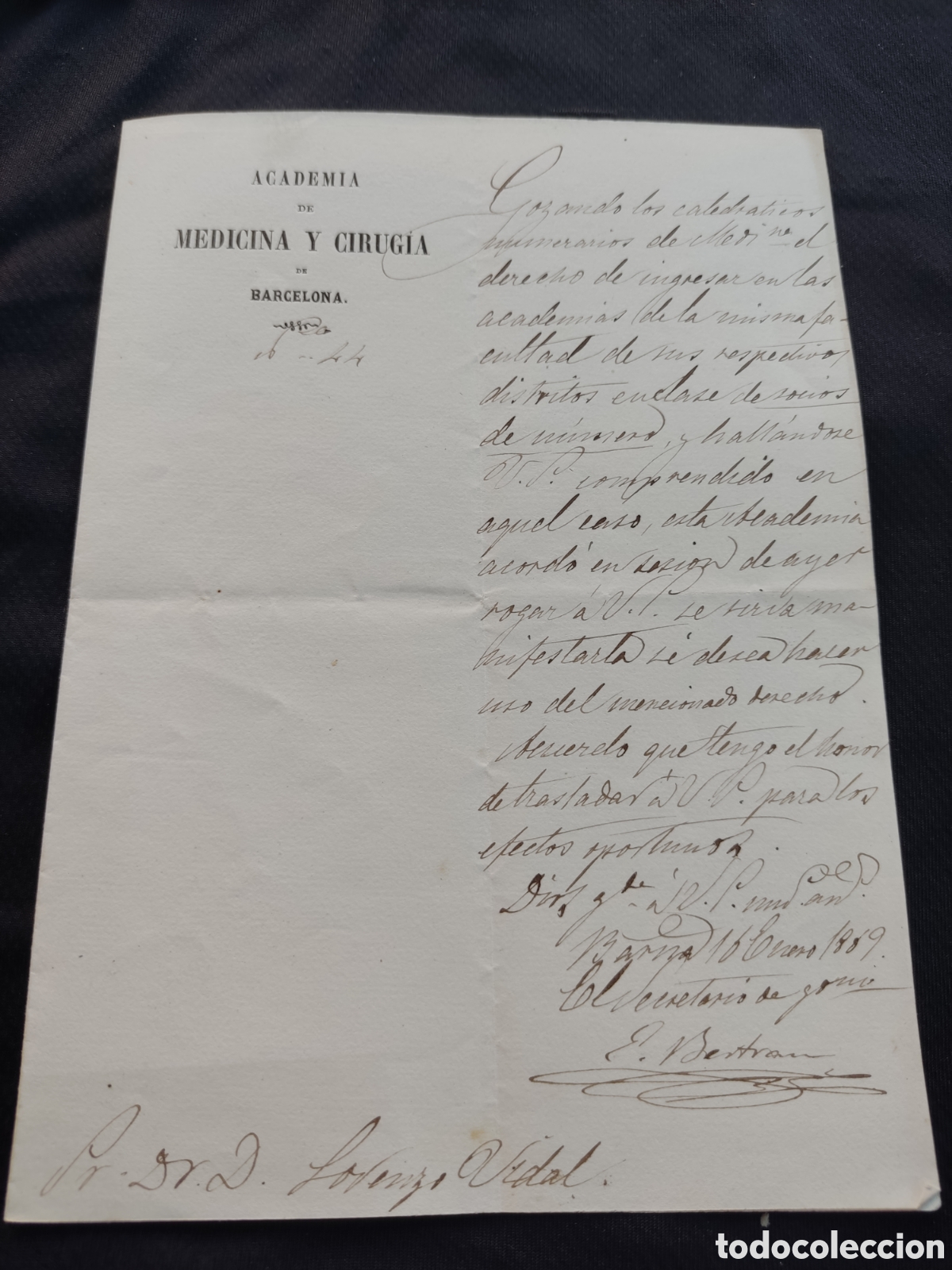 Manuscritos antiguos: Academia de medicina y cirug&iacute;as de Barcelona 1869