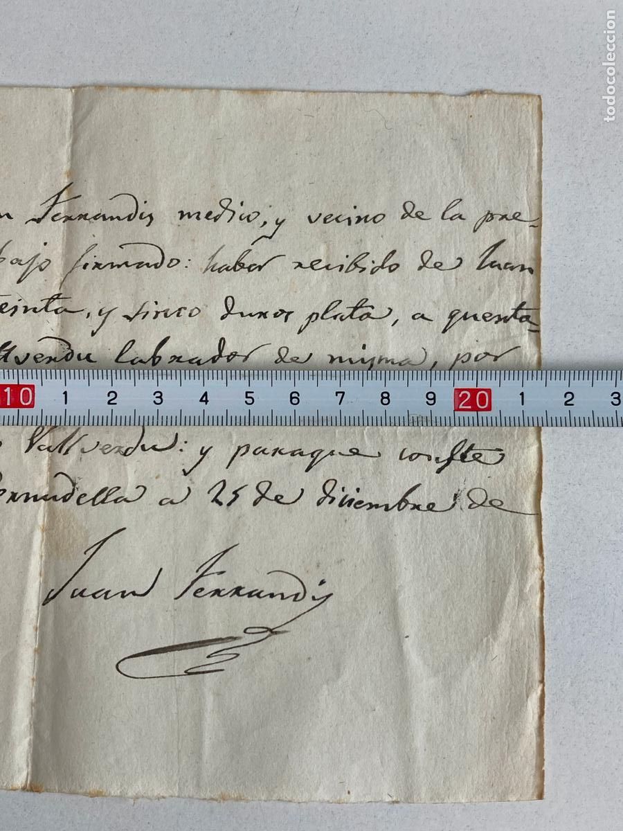 Manuscritos antiguos: CORNUDELLA A&Ntilde;O 1853, MANUSCRITO, RECIBO DE 35 DUROS DE PLATA - Foto 4