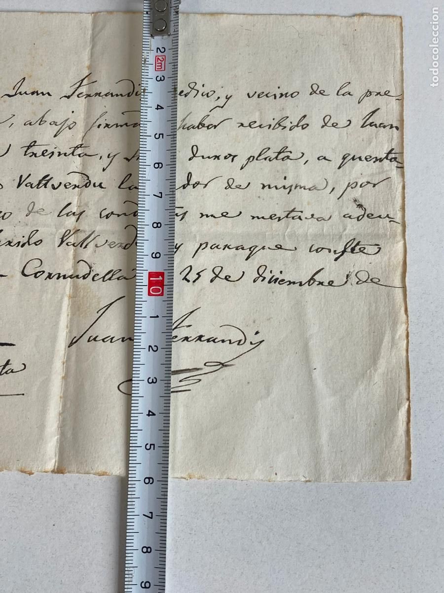 Manuscritos antiguos: CORNUDELLA A&Ntilde;O 1853, MANUSCRITO, RECIBO DE 35 DUROS DE PLATA - Foto 5