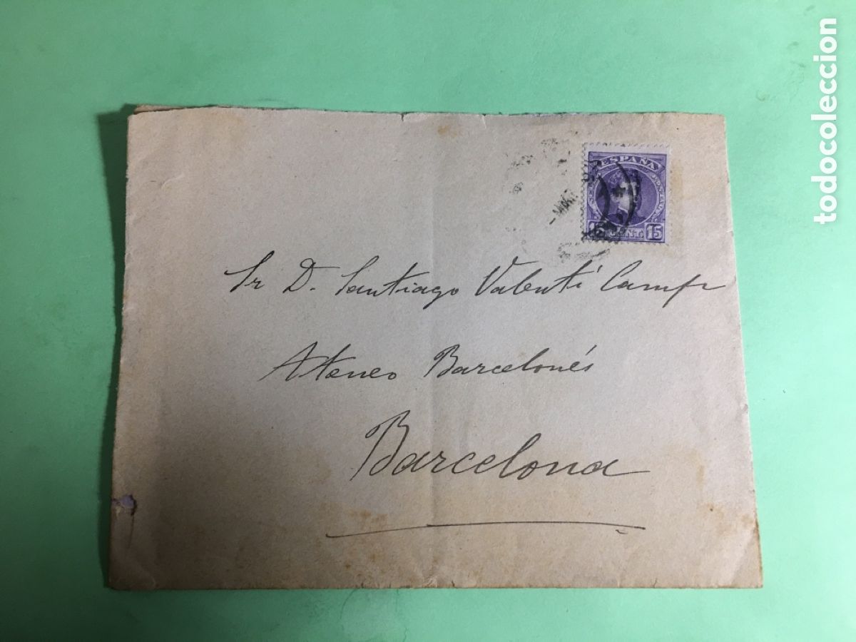 Ancient Manuscripts: 190? CARTA D CARMEN A SANTIAGO VALENT&Iacute; CAMP ATENEO BARCELON&Eacute;S TRATANDO DE SUS ART&Iacute;CULOS EN LA PRENSA