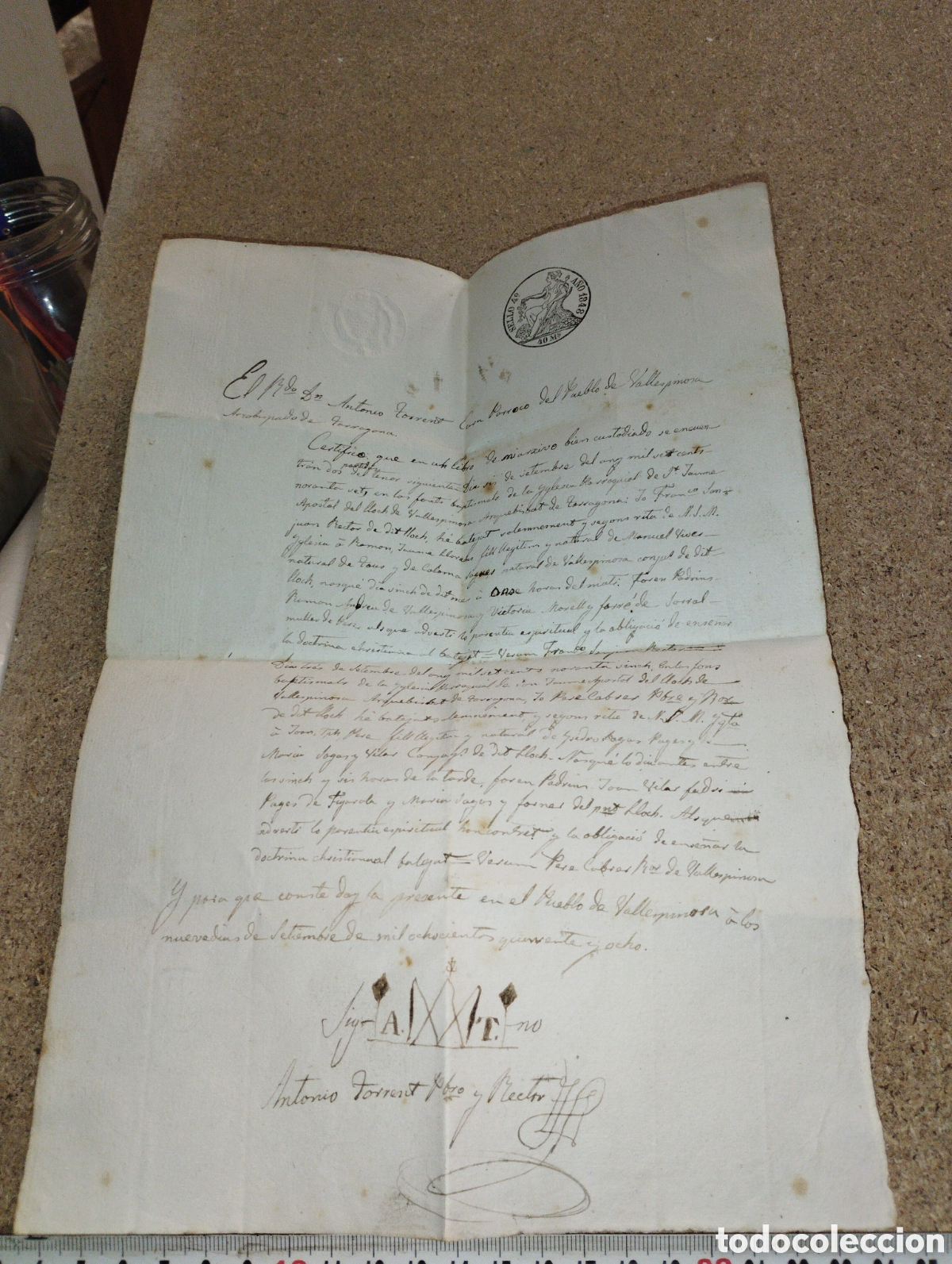 Alte Manuskripte: Antigua escritura de 1848 de 1 pagina