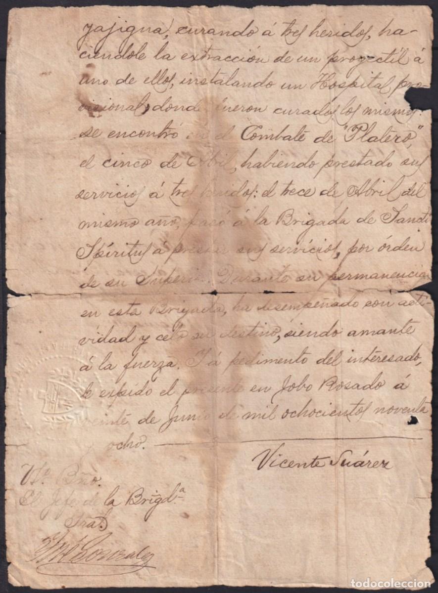 Manuscritos antiguos: BE12 CUBA INDEPENDENCE WAR MAMBI CORONEL VICENTE SUAREZ - Foto 2