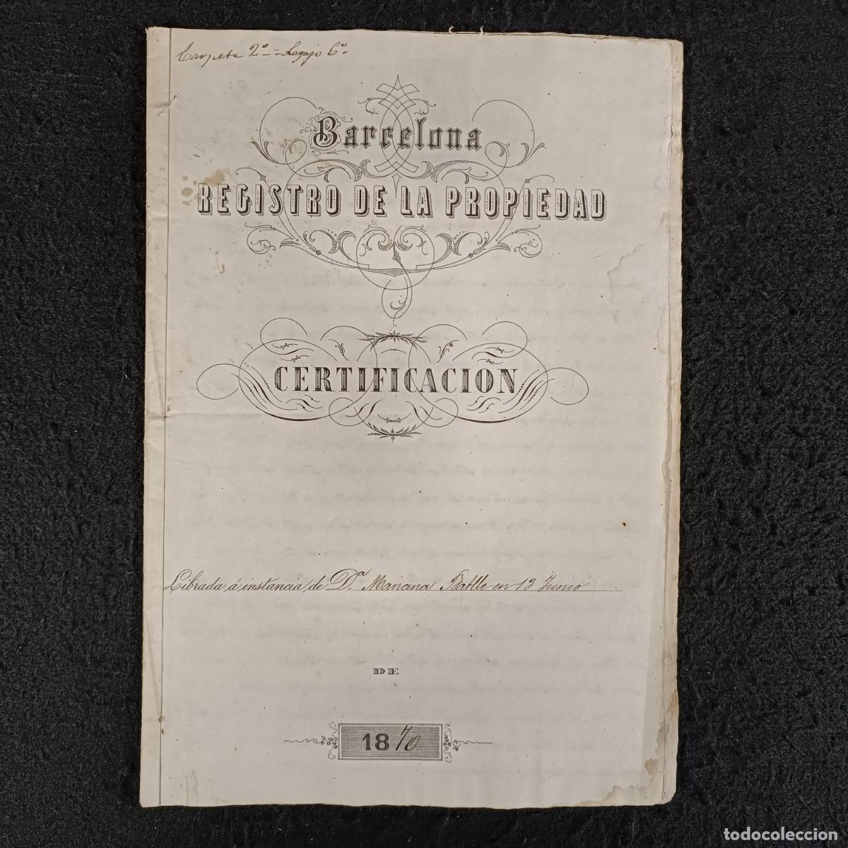 Manuscritos antiguos: ANTIGUO DOCUMENTO NOTARIAL - 1870 - DON JAYME SOLER - BARCELONA / 220 - Foto 1