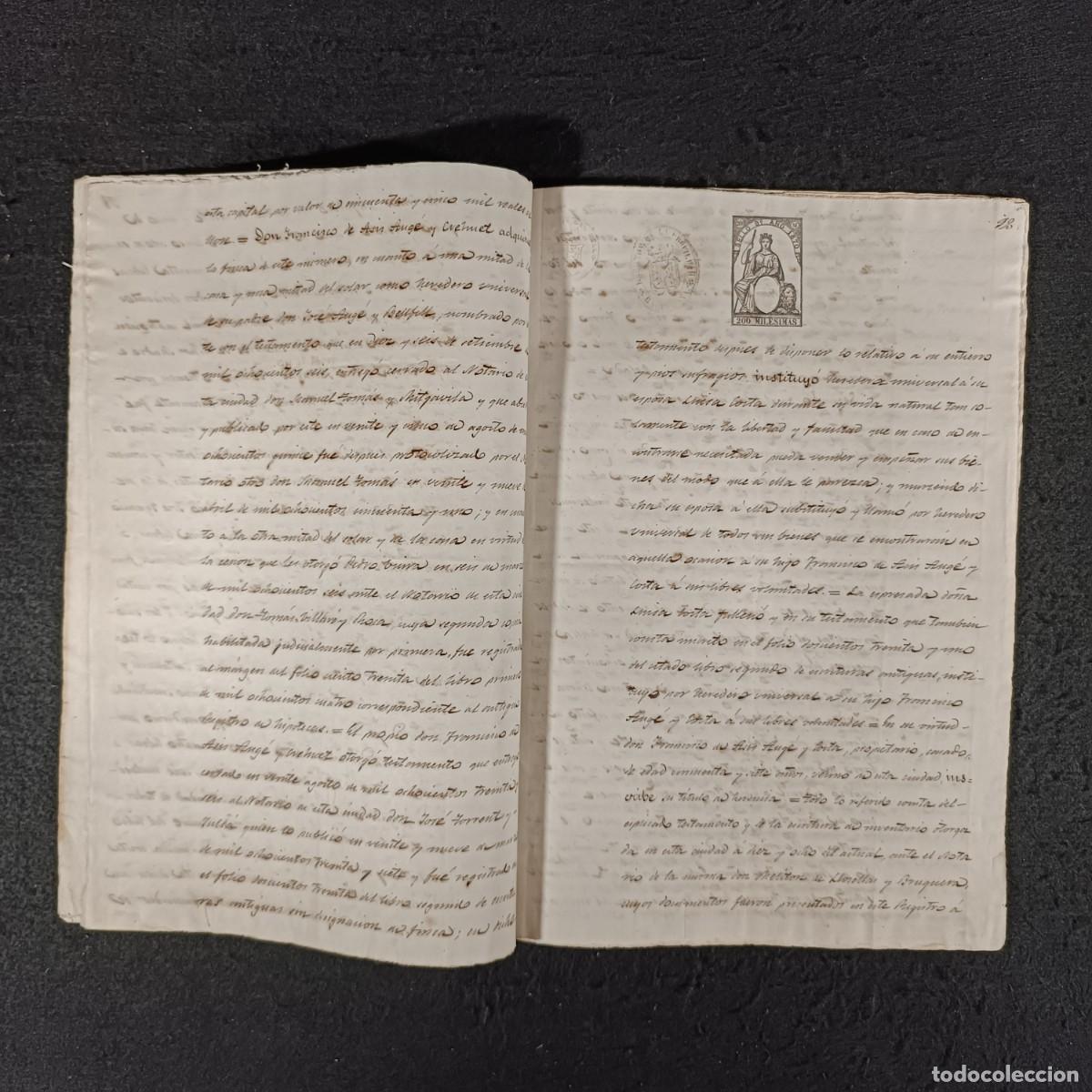 Manuscritos antiguos: ANTIGUO DOCUMENTO NOTARIAL - 1870 - DON JAYME SOLER - BARCELONA / 220 - Foto 5