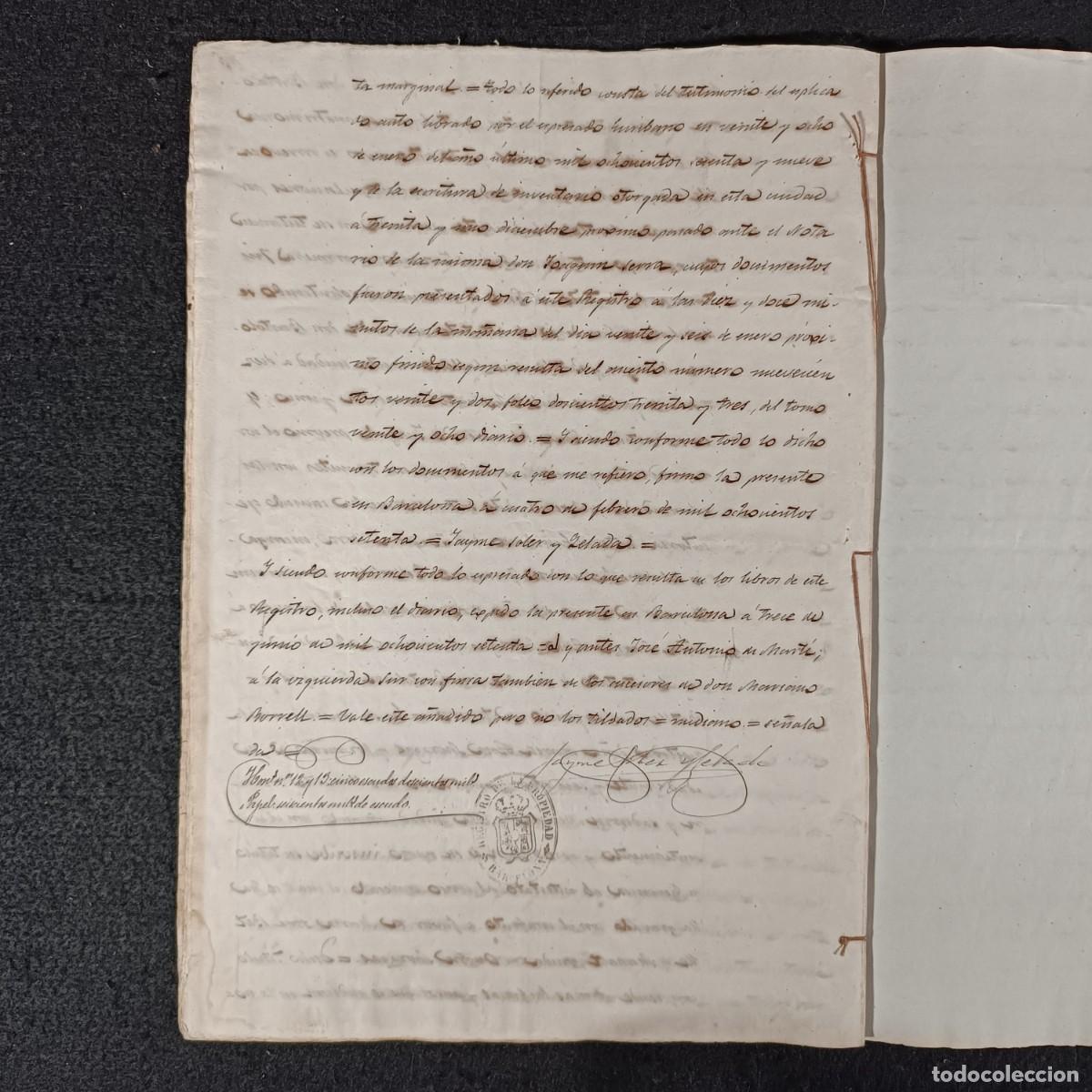 Manuscritos antiguos: ANTIGUO DOCUMENTO NOTARIAL - 1870 - DON JAYME SOLER - BARCELONA / 220 - Foto 9