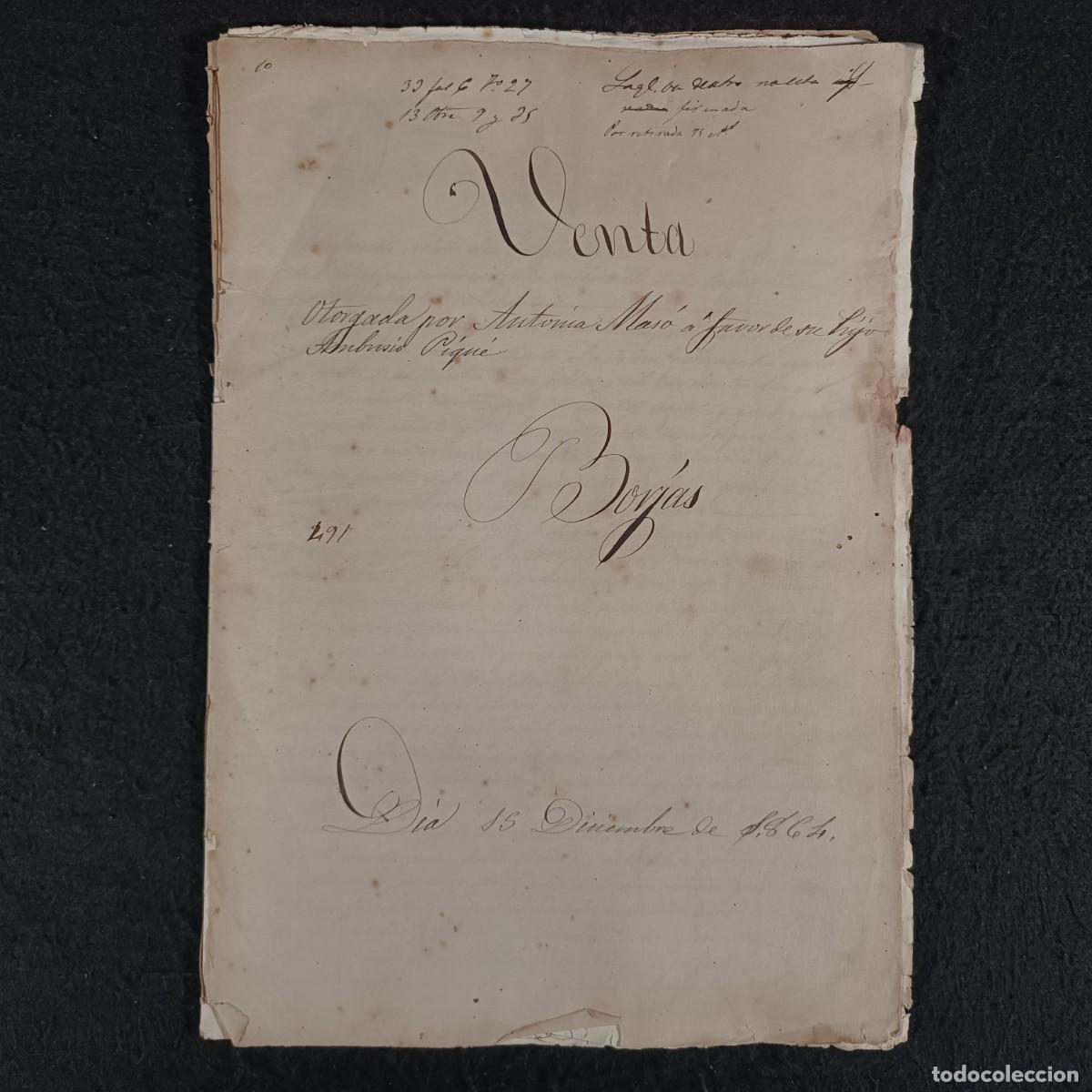 Manuscritos antiguos: ANTIGUO DOCUMENTO NOTARIAL - 1864 - BORJAS BLANCAS - L&Eacute;RIDA - RAR&Iacute;SIMO / 252 - Foto 1