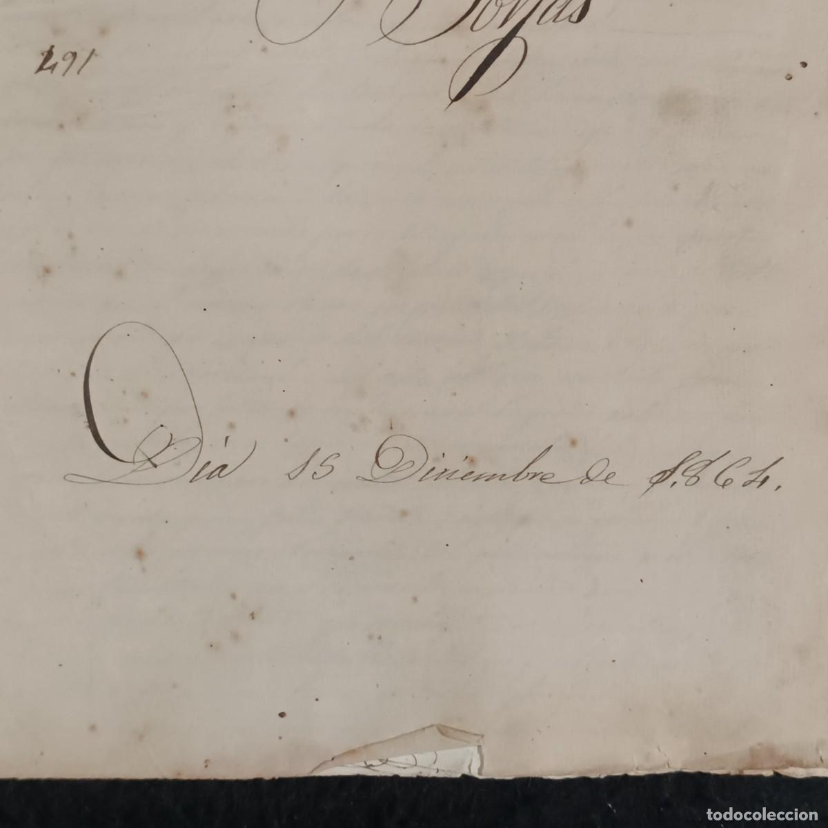 Manuscritos antiguos: ANTIGUO DOCUMENTO NOTARIAL - 1864 - BORJAS BLANCAS - L&Eacute;RIDA - RAR&Iacute;SIMO / 252 - Foto 2