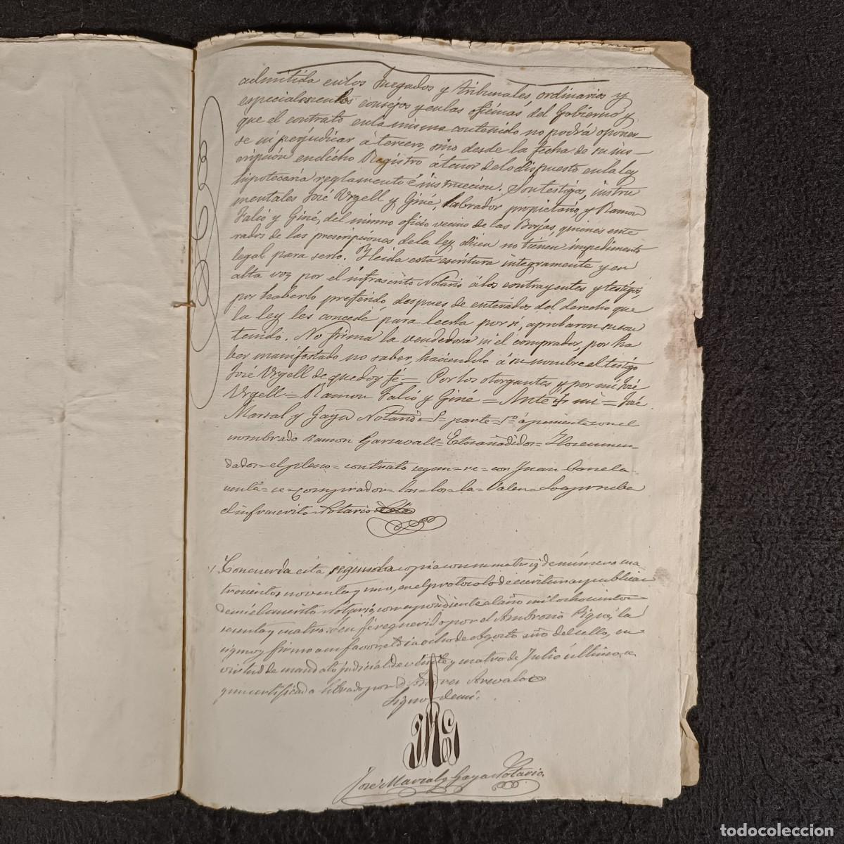 Manuscritos antiguos: ANTIGUO DOCUMENTO NOTARIAL - 1864 - BORJAS BLANCAS - L&Eacute;RIDA - RAR&Iacute;SIMO / 252 - Foto 6