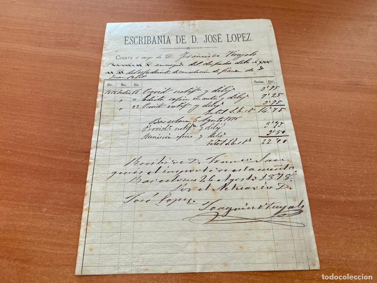 Manuscritos antigos: CUENTA DE CARGO ESCRIBANIA D. JOSE LOPEZ. A&Ntilde;O 1878 (COIB241)
