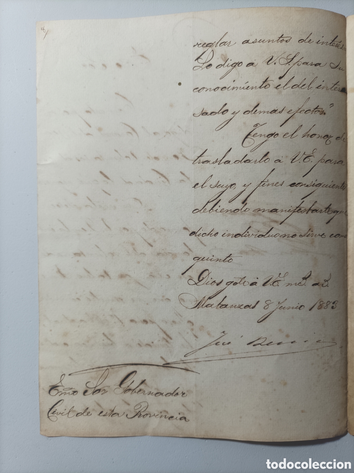 Manuscritos antiguos: Cuba espa&ntilde;ola, documento de la comandancia general de matanzas,a&ntilde;o 1883. - Foto 2