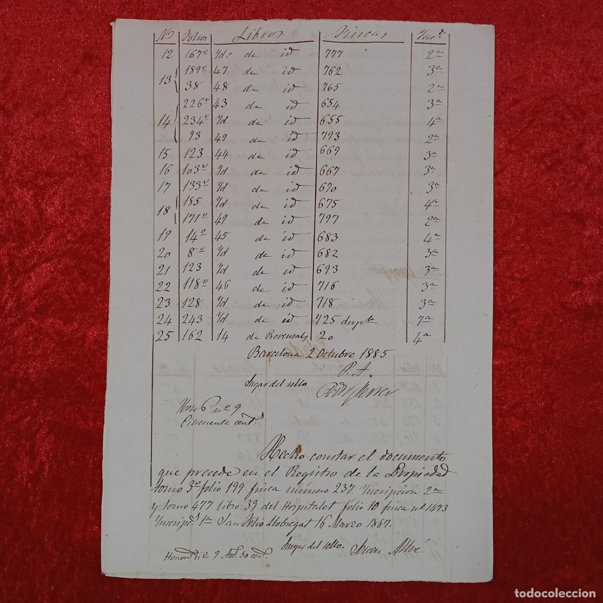 Manuscritos antiguos: DOCUMENTO NOTARIAL - 1884 - BARCELONA - RAR&Iacute;SIMO DOCUMENTO / 95 - Foto 2
