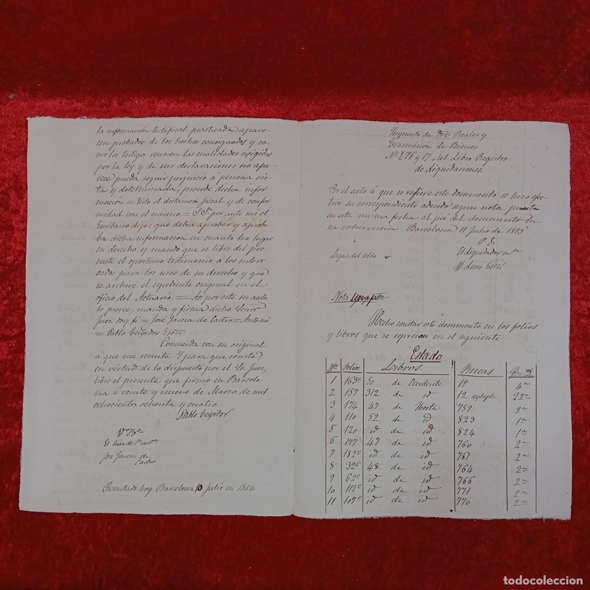 Manuscritos antiguos: DOCUMENTO NOTARIAL - 1884 - BARCELONA - RAR&Iacute;SIMO DOCUMENTO / 95 - Foto 4