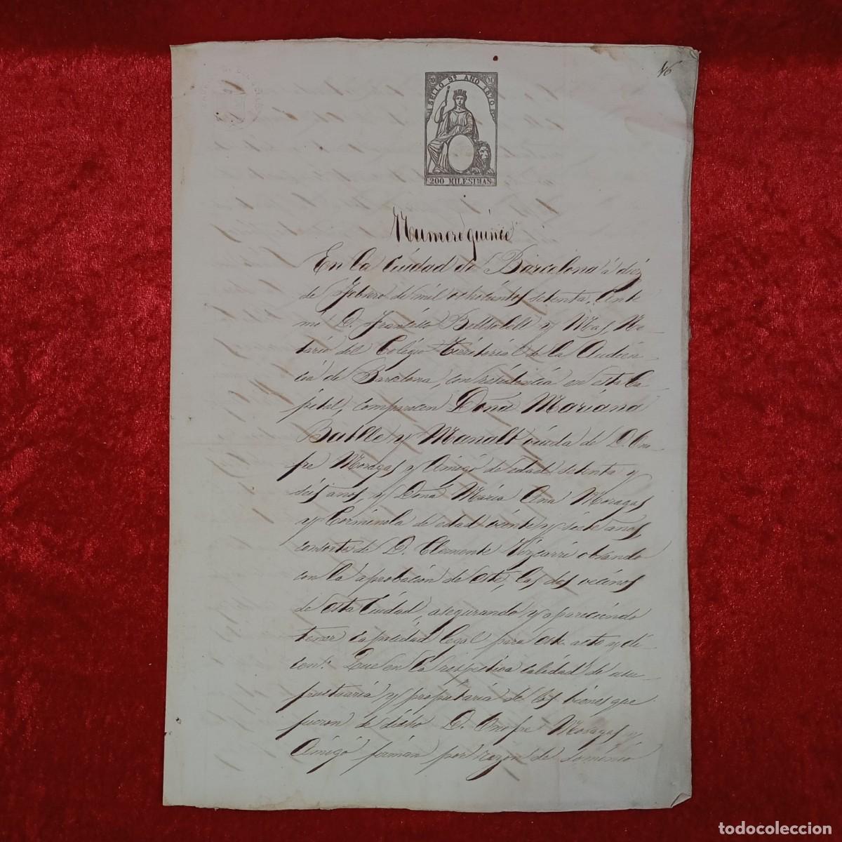 Manuscritos antiguos: ESCRITURA NOTARIAL - 1870 - BARCELONA - DOCUMENTO NOTARIAL / 126 - Foto 1