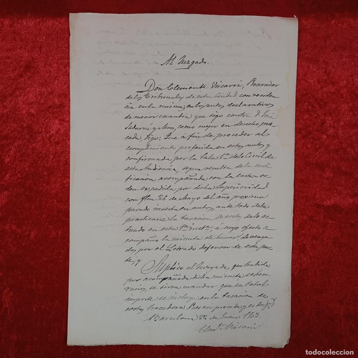 Manuscritos antiguos: DOCUMENTO NOTARIAL - 1903 - BARCELONA - ESCRITURA NOTARIAL / 131 - Foto 1