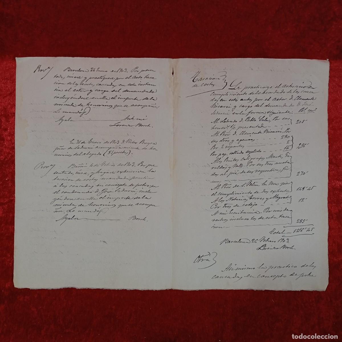 Manuscritos antiguos: DOCUMENTO NOTARIAL - 1903 - BARCELONA - ESCRITURA NOTARIAL / 131 - Foto 3
