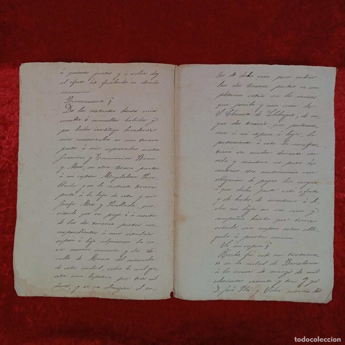 Manuscritos antiguos: DOCUMENTO NOTARIAL - SAN CLEMENTE DE LLOBREGAT - SANT CLIMENT - 18?? / 148 - Foto 2