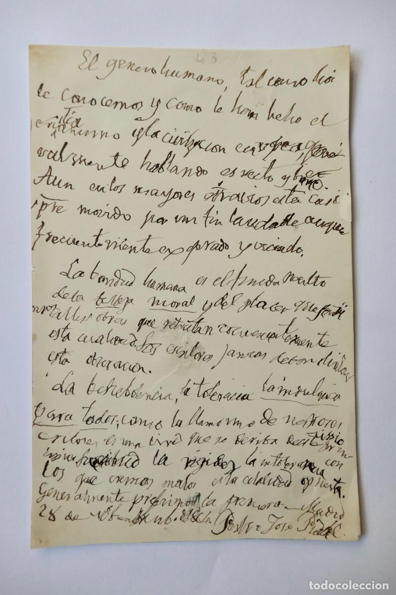 Manuscritos antigos: MANUSCRITO DE UNA HOJA FIRMADO PEDRO JOSE PEDAL (1799-1865) POL&Iacute;TICO HISTORIADOR