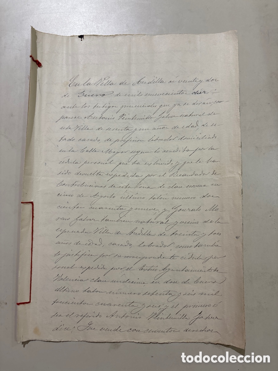 Manuscritos antiguos: DOC. VENTA DE TIERRAS EN ANDILLA, A 22 ENERO 1910.