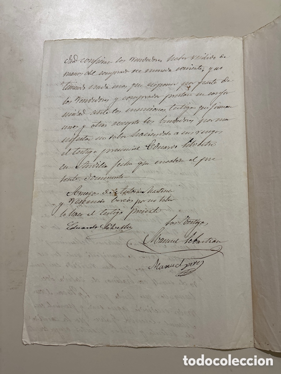 Manuscritos antiguos: EN LA VILLA DE ANDILLA A 6 ENERO 1900. VENTA DE TIERRAS. - Foto 2